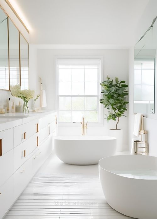 Master Bathroom With Minimalist Design Clean Lines And Subtle Accessories Promoting A Clutter Free Environment