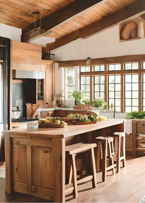 Farmhouse Kitchen With An Oversized Kitchen Island