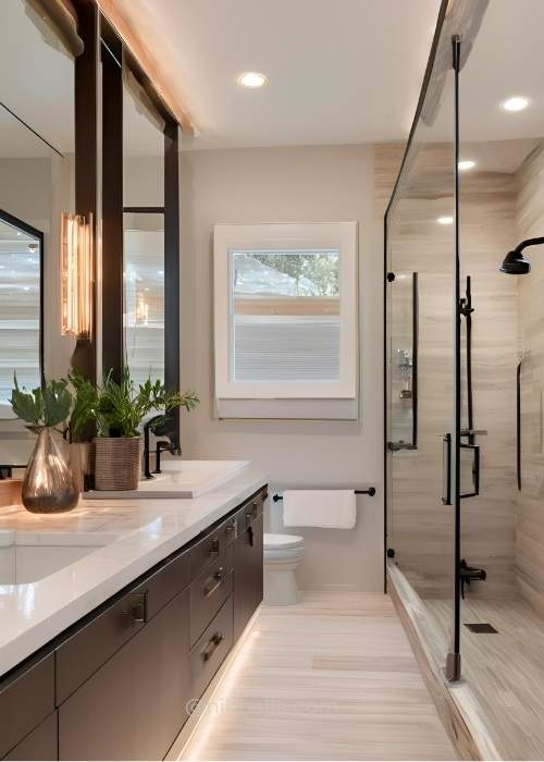 Cozy Master Bathroom With Luxurious Heated Floors Perfect For A Warm And Inviting Feel