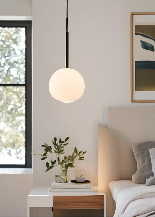 Sleek Bedside Pendant Lights Elevating Bedroom Decor With Modern Minimalist Designs That Provide Soft Ambient Lighting Above Stylish Nightstands