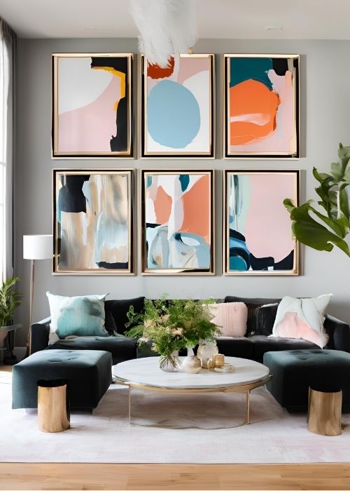 Bold Statement Wall Art Transforming Living Room Decor With Oversized Abstract Paintings Chic Gallery Walls Or Striking Modern Mirrors