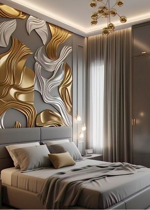 Sleek Metallic Wall Accents In Gold Silver Or Brass #walldecorbedroom